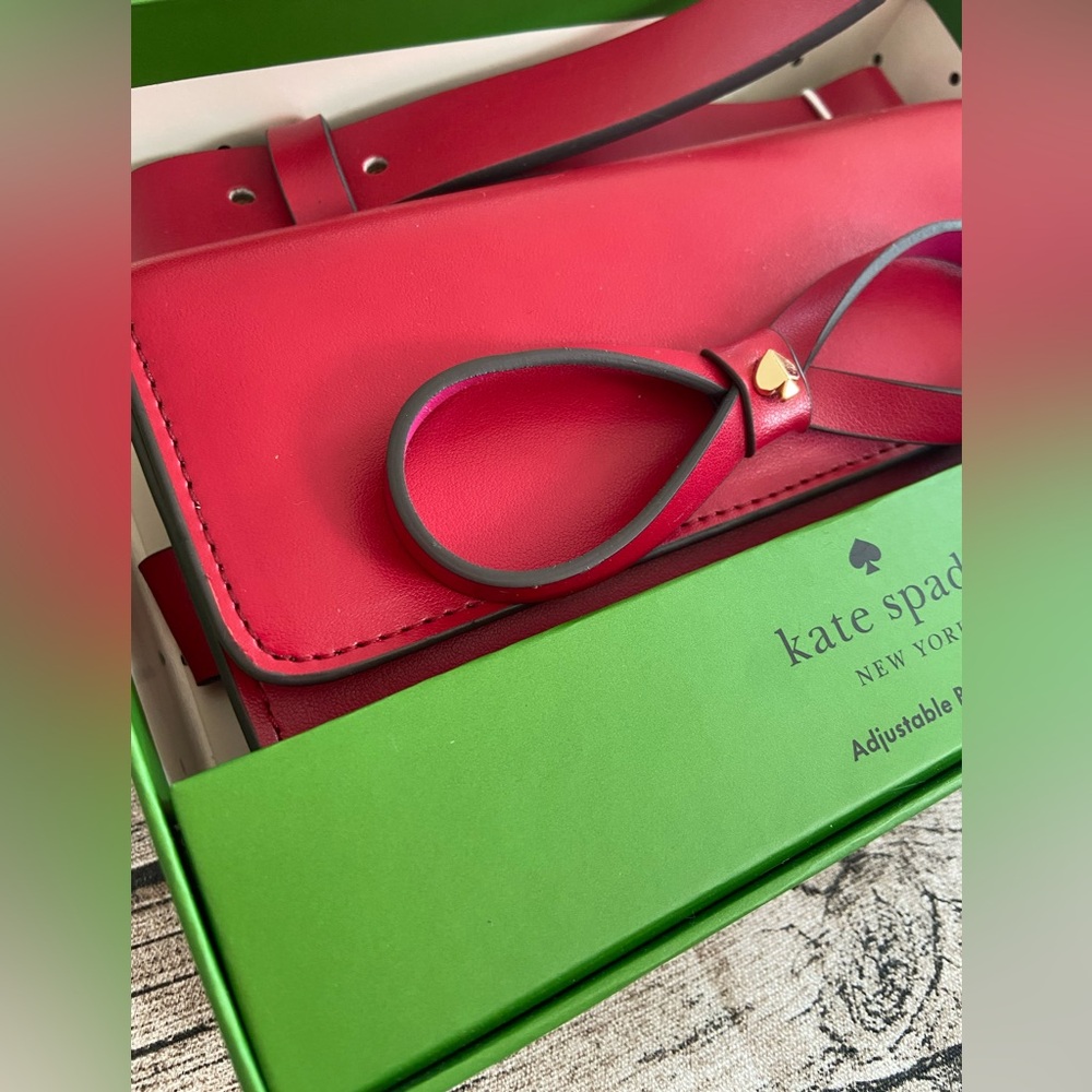 NWT! Kate Spade authentic leather waist bag/belt bag/crossbody red with pink bow - Picture 9 of 15